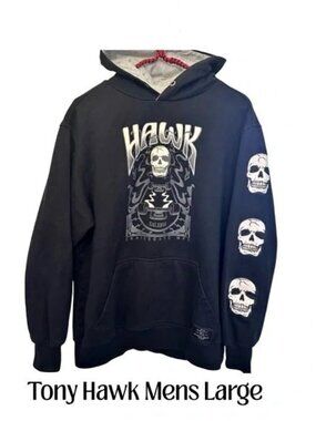 Mens Official Tony Hawk Skateboarding Hoodie - Black - Large